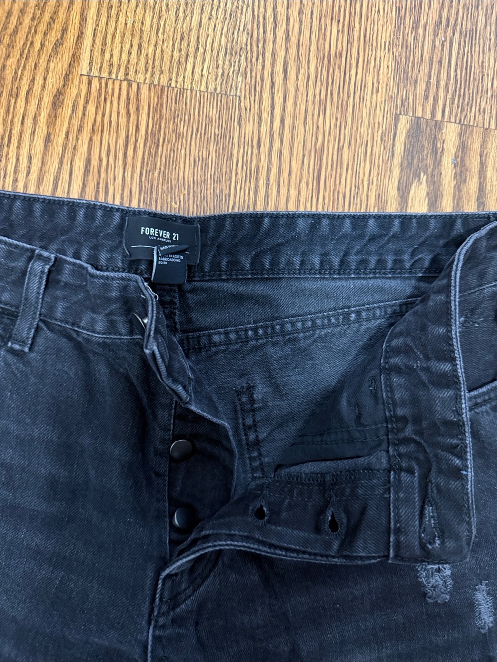 Forever 21 Black Distressed Denim Jean Shorts - Picture 8 of 9